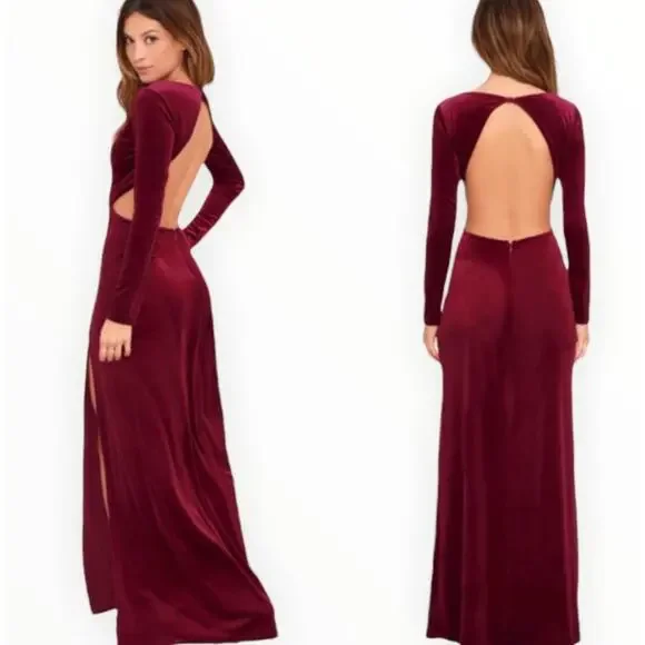 fitted lace wedding dress Avec Les Filles Long-Sleeve Cutout Velvet Maxi Dress main image 0